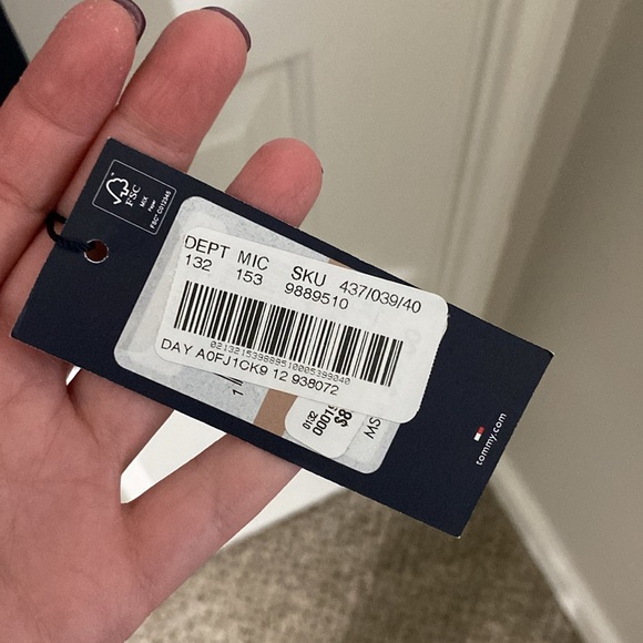 NWT Tommy Hilfiger long sleeve stretchy a line navy dress w/ cream grid pattern - Picture 4 of 7